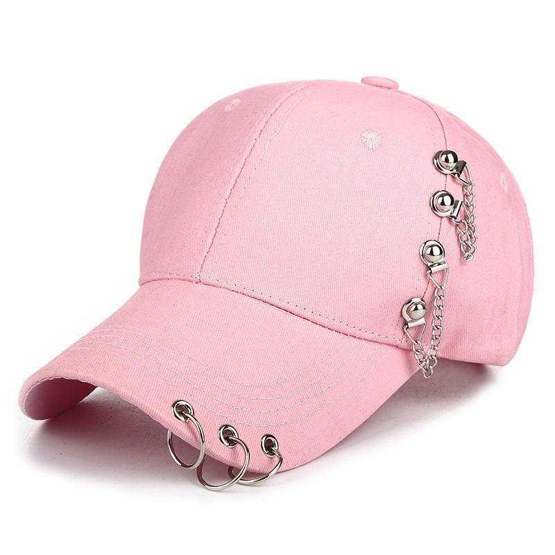 Streetwear Cool Cowhorn Baseball Cap With Metal Ring Embellishments For Urban Style
