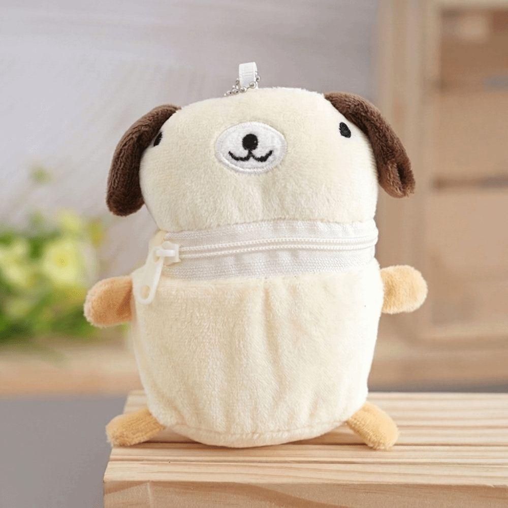 Fluffy Cartoon Coin Purse Cute Keychain Pendant Portable Animal Shape Earphone Storage Bag Girls