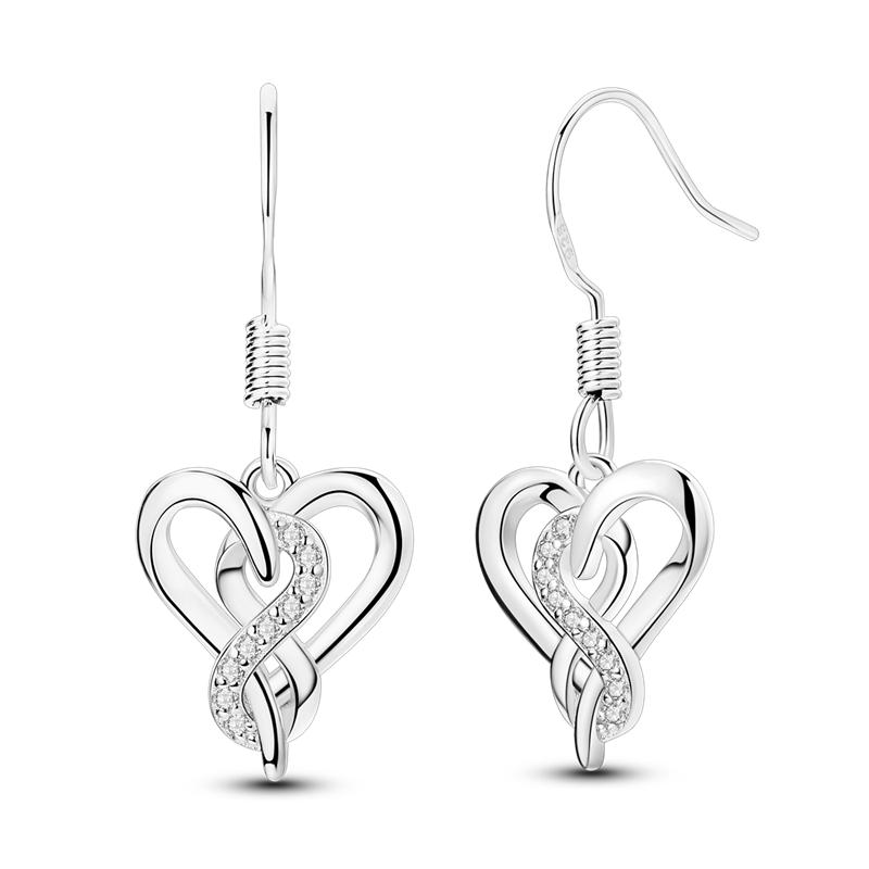 

925 Sterling Silver Infinite Twist Cross Dangle Hoop Earrings Cubic Zirconia Paved Jewelry for Women Girls Daily Wear Gift