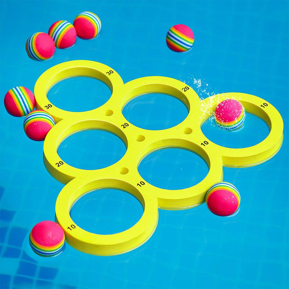 Water Sports  with 10 Rainbow Balls Floating Pool Water  Floating  Ring for Kids Adults Swimming Pool Water Game