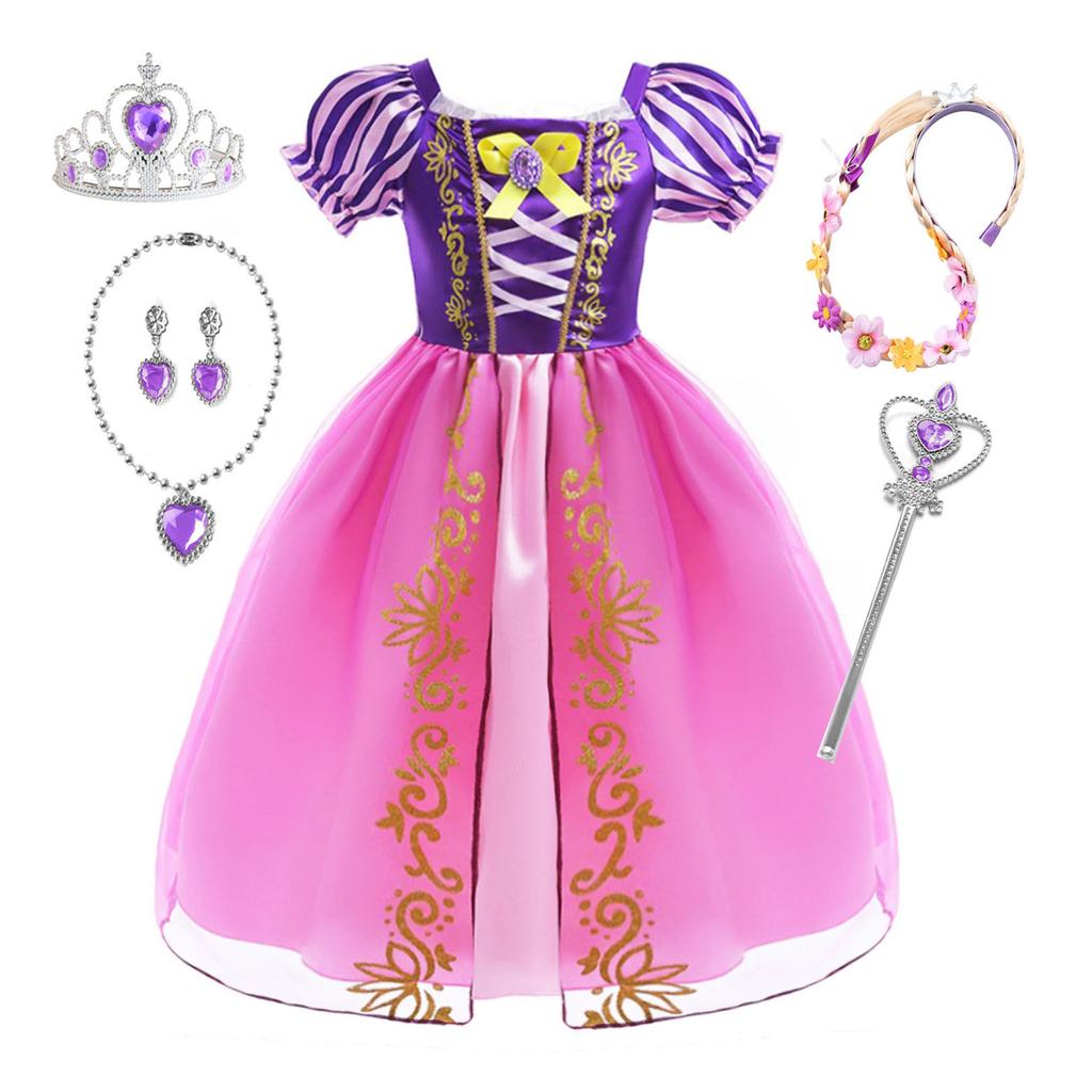 Little Girls Purple Princess Rapunzel Birthday Party Cosplay Halloween Easter Carvinal Fancy Dress Girls Holiday Party Dress-Up