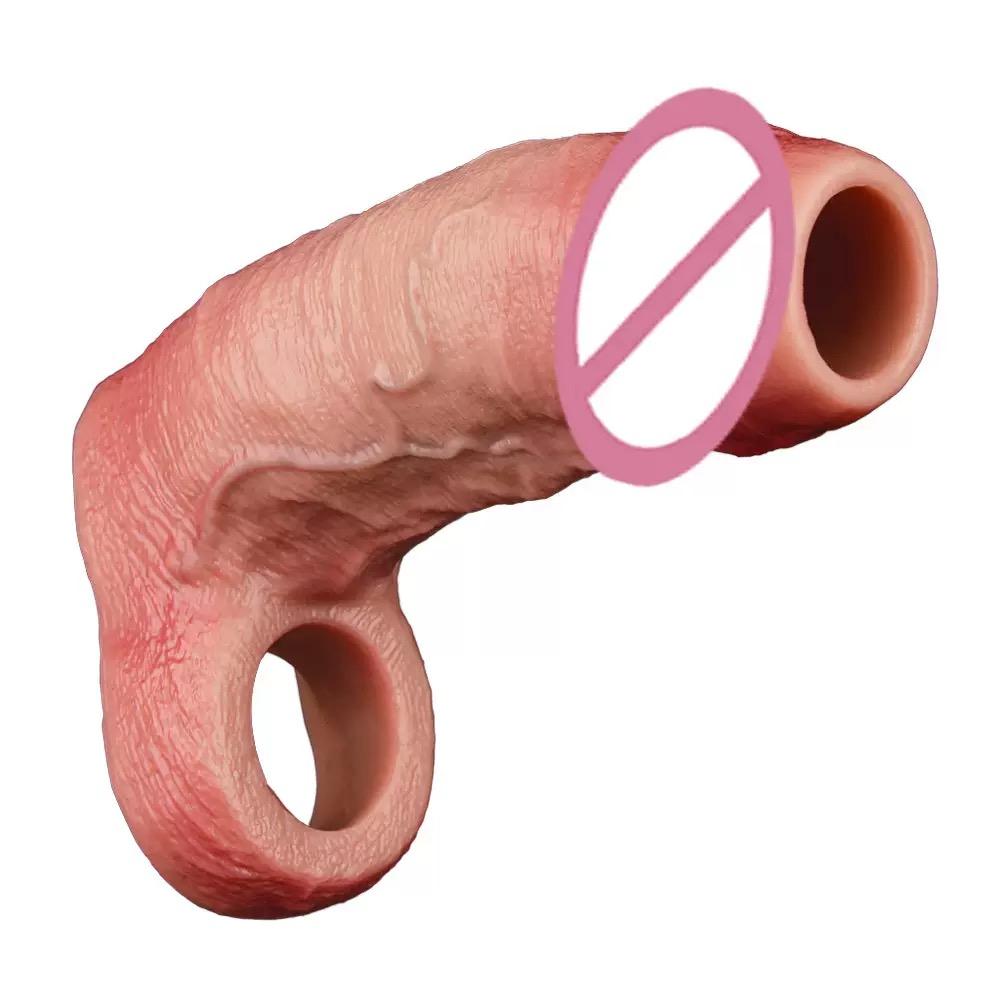 Gerçekçi Penis Kılıfı Boyut S M L XL Silikon Açık Uçlu Sik Kılıfı Yüzük Gerçekçi Oyuk Dildo Seks Oyuncağı Sik Büyütme