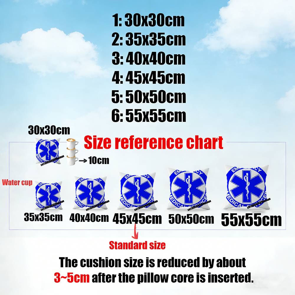 For Star of Life Doctor Nurse EMERGENCY MEDICAL SERVICES EMT Ambulance Throw Pillow Case Sham Square Sofa Pillowcase Pad Cover