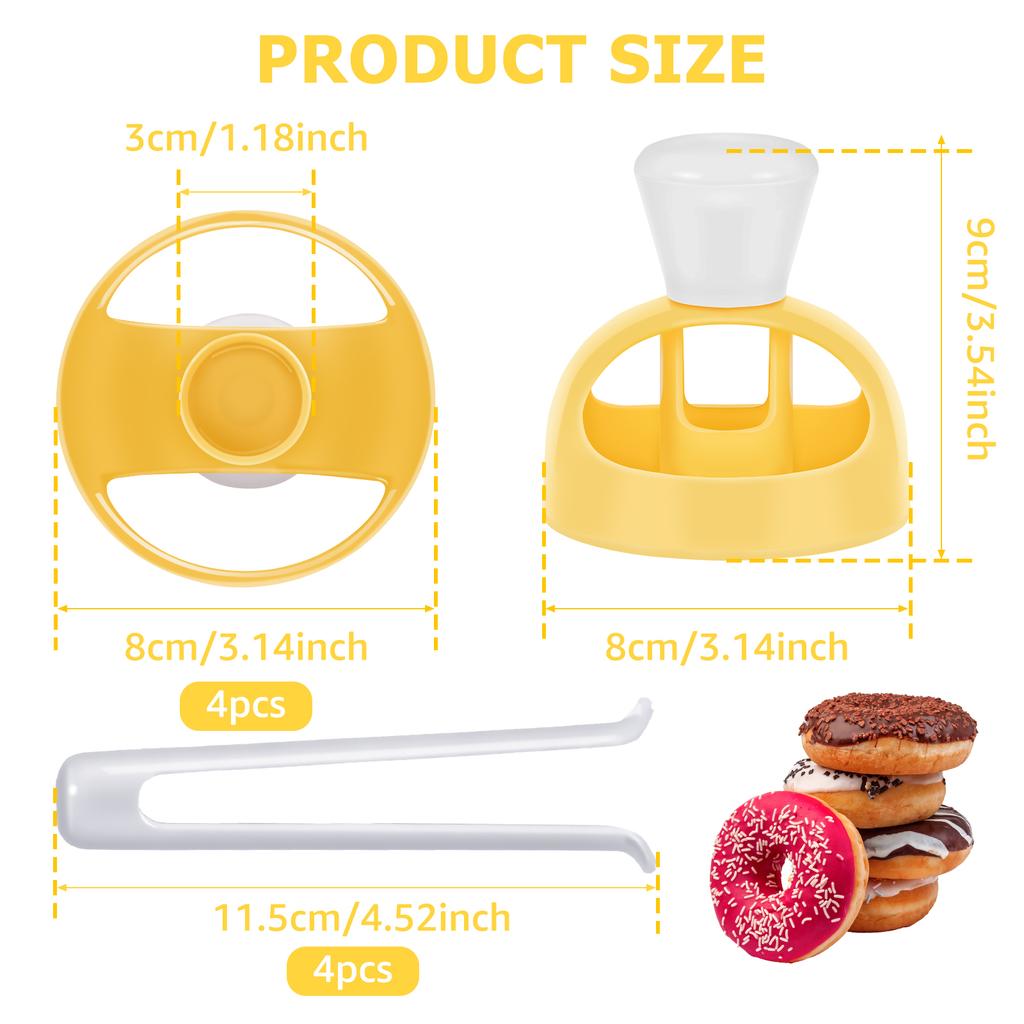 4Pcs Plastic Doughnut Cutter DIY Creative Doughnut Maker with Dipping Pliers Non Stick Donut Mould Kit for Kitchen Baking Gadget