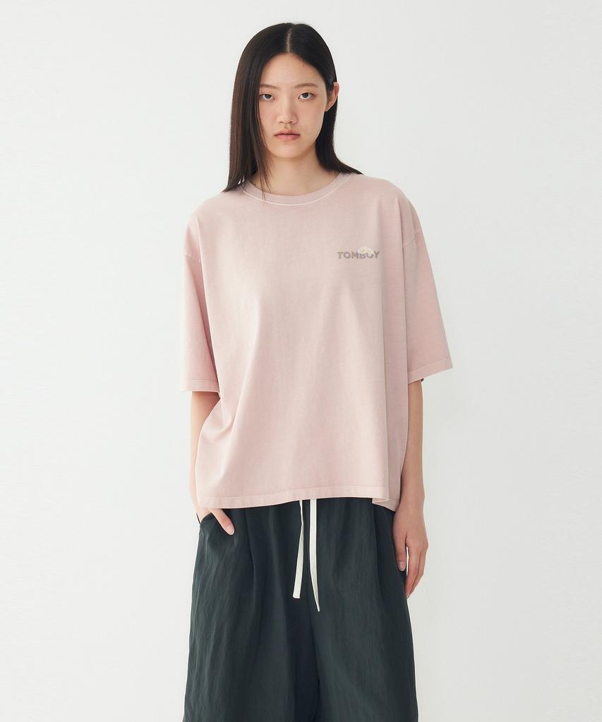 STUDIO TOMBOY Garment Dyed Reversible Print Short Sleeve T-Shirt_Light Pink 9176322974