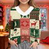 Girls V-Neck Christmas Print Top for Winter
