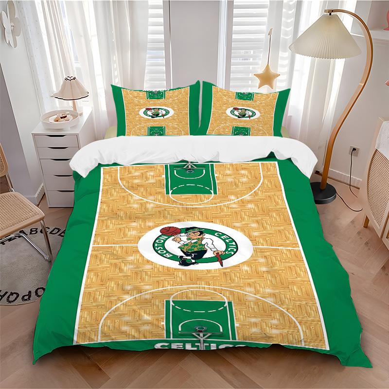 

3pcs bedding set Boston Celtics Basketball Court Includes 1 Comforter + 2 Pillowcases, Without Pillow Inserts, Soft Comfortable,a0910212 135x200cm