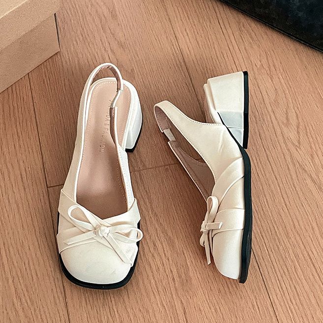 Baotou thick heel sandals women's summer wear bow with skirt Mary Jane single
