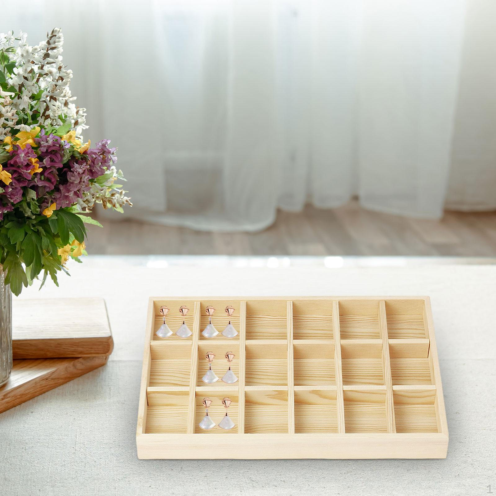 

Поднос для ювелирных изделий, футляр для ювелирных изделий, деревянная булавка для броши, практичное хранилище ожерелья для 18 grids