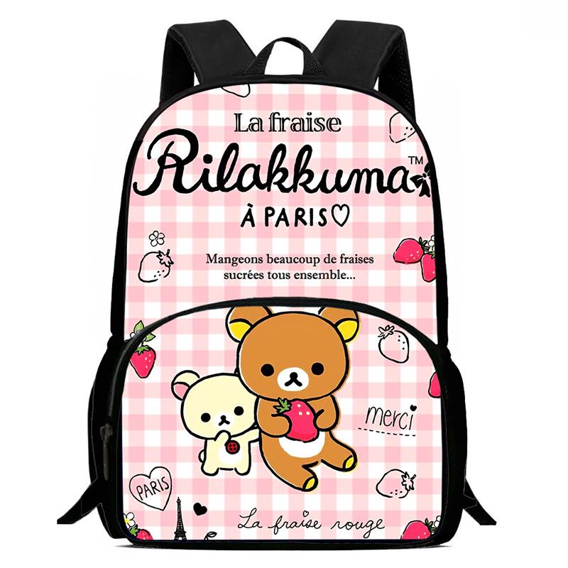 Strawberry Bear School Bag High Definition Printing Multi-Function Oxford Lightweight Backpack
