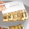 3pcs Gold Plated Chunky Earring Set for Women Big Circle Geometric Tear Drop Glossy Earrings Lightweight Fashion Jewelry Gifts
