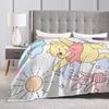 Aesthetic Winnie The Pooh Blanket Cover Velvet Cute Cartoon Super Warm Throw Blankets for Car Sofa Couch Bedspread