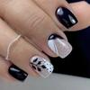24Pcs Simple Square False Nails Short French Fake Nails Press On Colorful Flowers Design Full Cover Nail Tips Manicure Tools