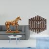 Horse Figurine Animal Sculpture Resin Engraved Statue for Home Office Decor Wooden Wall Clock