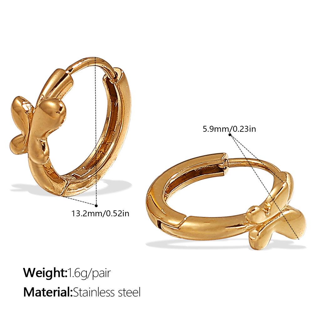18k Gold Plated Rhinestone Butterfly Hoop Earrings - Women's Exquisite European & American Style