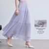 VICTORIA&VERA Women's Summer Pleated Chiffon Midi Skirt