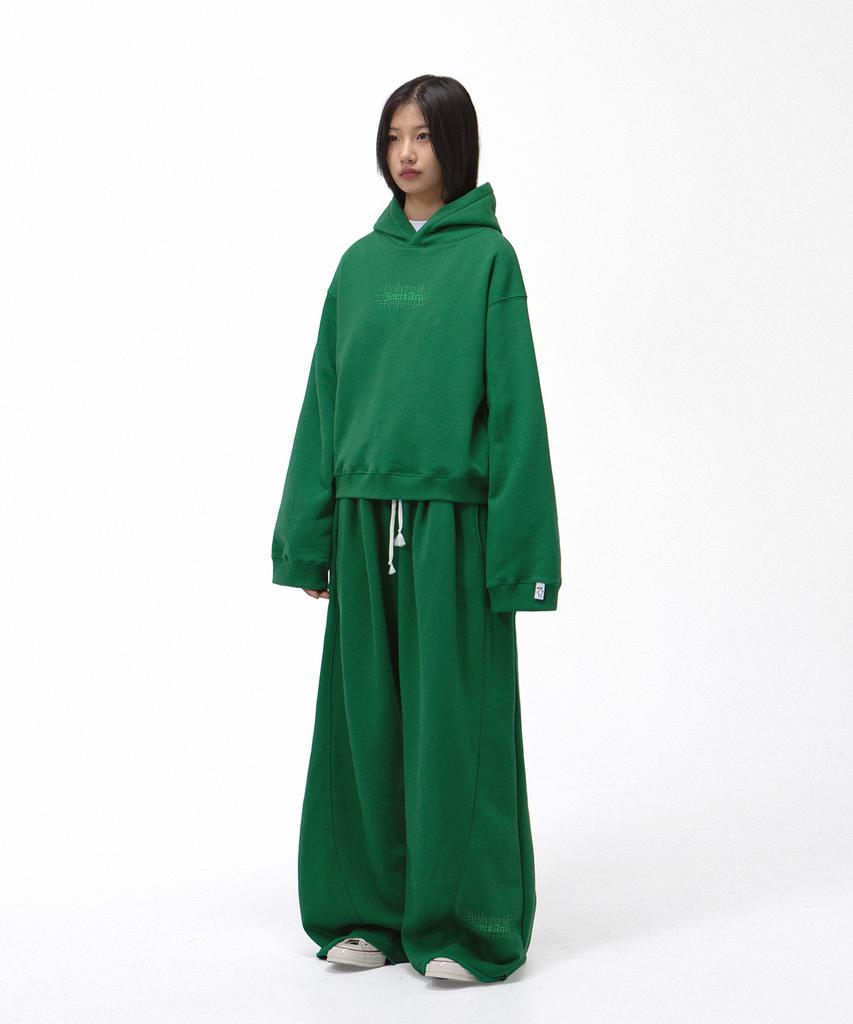 Yankoaleupeu Diploma Embroidered Wide Double-Pleat Sweatpants - Green