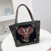 Cartoon embroidered canvas handbag women's bag casual handbag office worker small satchel