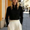 Women's Elegant High Stand Collar Business Casual Blouse for Wear