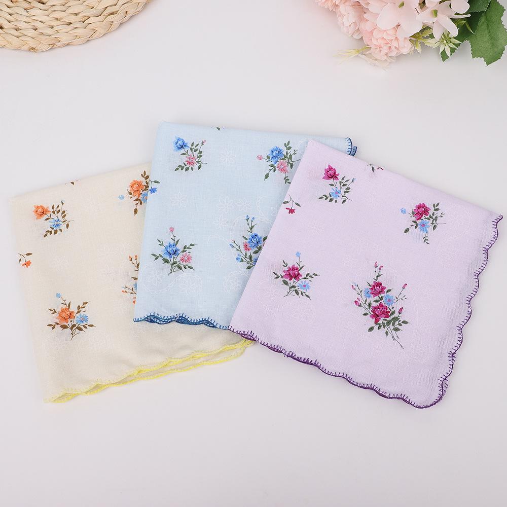 30cm Women's Nostalgic Cotton Handkerchief - Classic Square Towel for Sweat Wiping