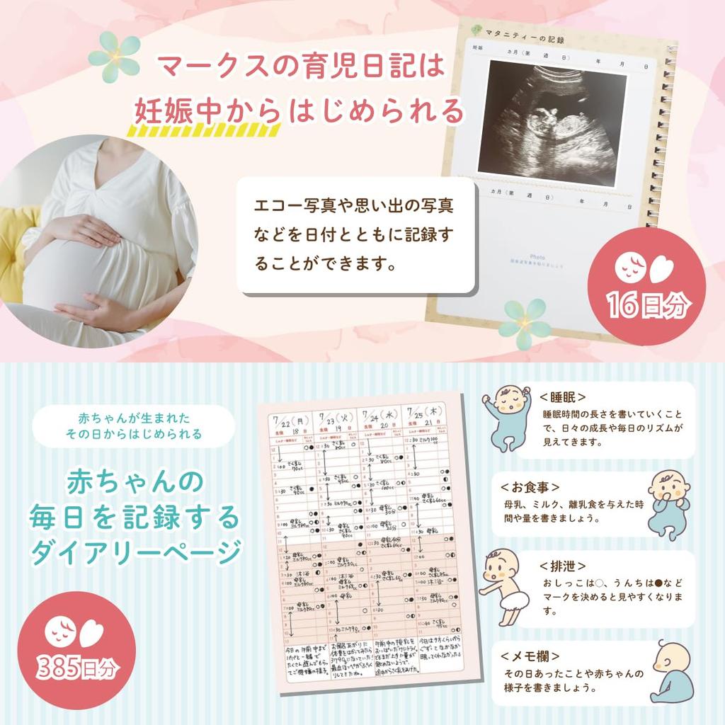 Marks Pony A5 Baby Baby Growth Diary/Blue CDR-BDR01-BL (Baby Diary, Journal, Record, Gift, Undated)