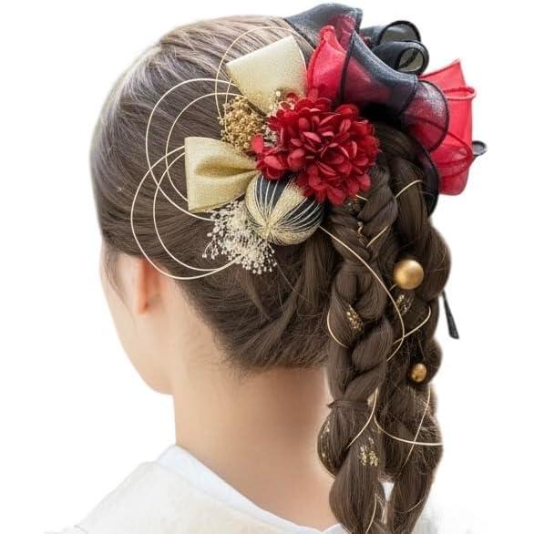 Lomeri Hair Accessory, Artificial Flowers for Coming-of-Age Ceremony, Graduation, Furisode Kimono, Wedding, Japanese Attire, A171, Organza Ribbon,
