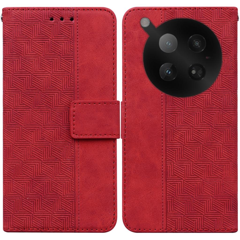 For Infinix Zero 40 4G Case Geometry Pattern Leather Wallet Phone Cover with Wrist Strap