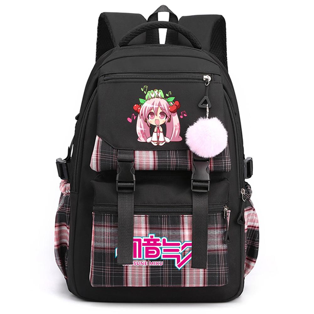 Cartoon Anime Hatsune Miku Printed Large Capacity Backpack for Teenger Student Bookbag Girl Boy Schoolbag Bookbag Women Waterproof Travel Bag