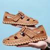Mode Herren Sandalen Outdoor Sommer Weiche Sandalen Herrenschuhe handgenäht Ledersandalen Weiche Freizeitschuhe Herren Strandsandalen
