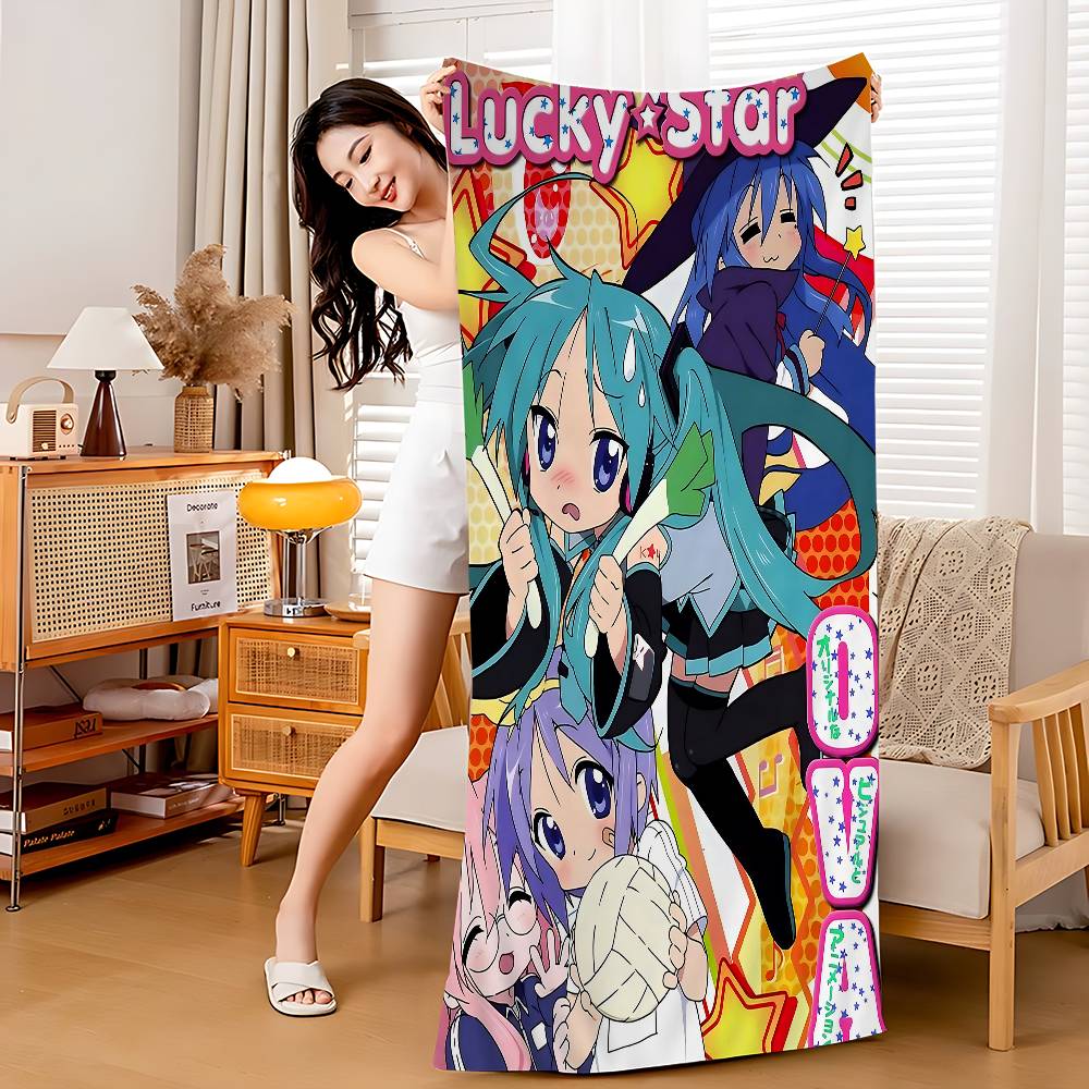 

Lucky Star Comedy Anime Bath Towel Microfiber Soft Water Absorbing Breathable For Girl Kids Decorative Cartoon Beach Towel W40*H60(CM)