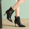 Winter Sexy Women Ankle Boots High Thin Heels Party Office Lady Pointed Toe Buckle Zipper Punk Short Boots Botines Para Mujeres