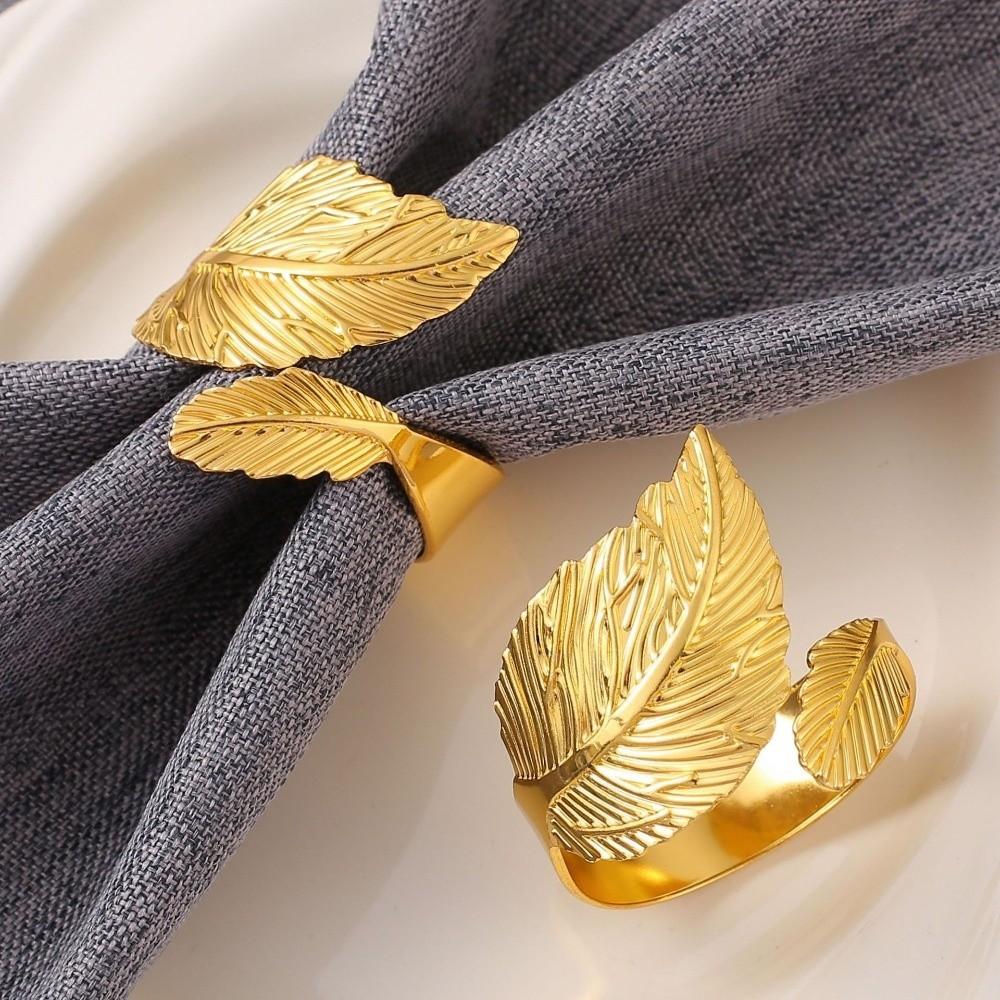 Metal Napkin Ring Buckles Gold Leaf Dinning Table Decoration  for Wedding Birthday Party