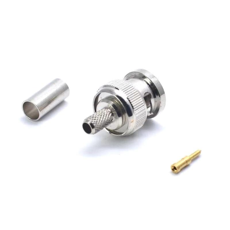 5 Pack/10 Pack BNC Male Crimp Connector 50Ohm Connector for RG58 RG59 Low Loss Coax Cable BNC Type Solder Converter