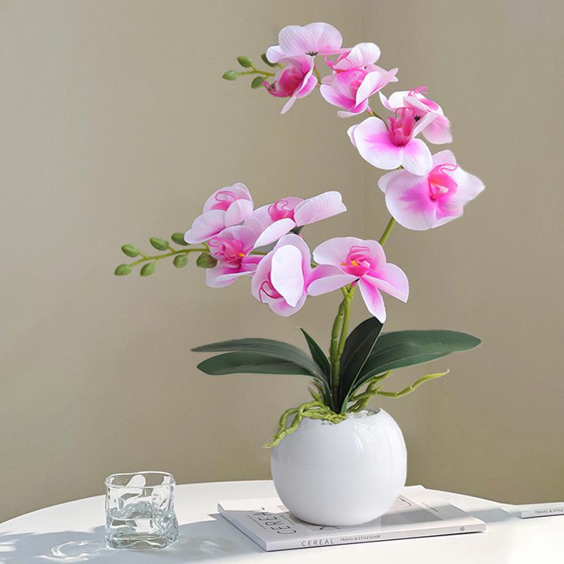 Sztuczna Phalaenopsis Sztuka Florystyczna Roślina w Doniczce: Dekoracyjna Plastikowa Kwiat do Salonu lub Stołu Jadalnego