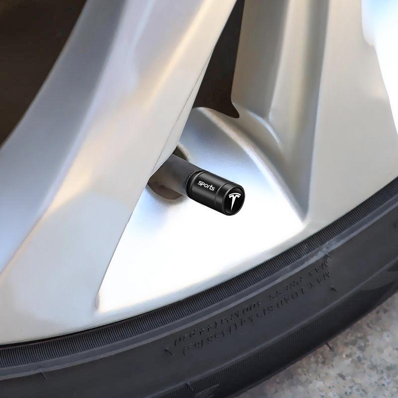 XLGJS1 4 Stück Legierung Auto Reifenventil Schaftkappe Staubkappen Zubehör für Tesla Model 3 Model S Model X Model Y Cybertruck Roadster SpaceX