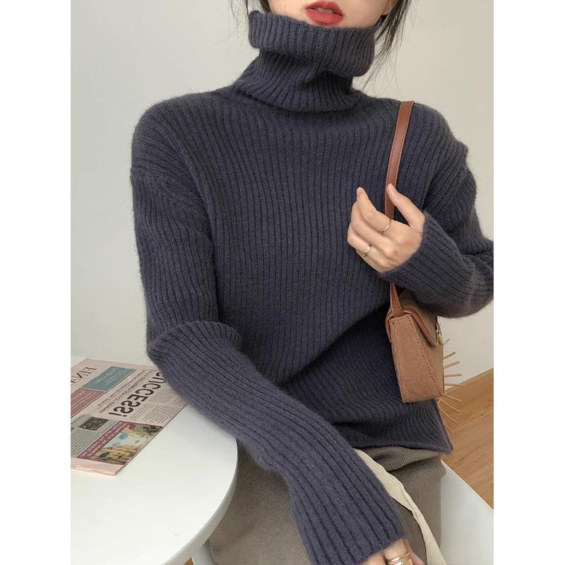 Volný Líný Vítr Jednoduchý Svetr Dámský Podzimní a Zimní Retro Pletenina