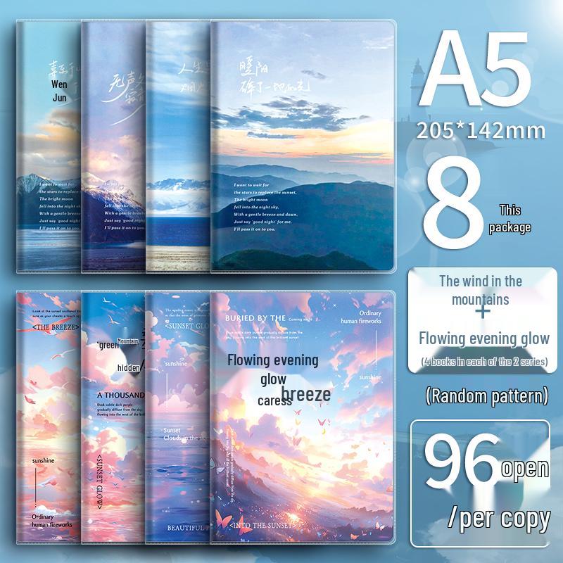 High-Value A5 Notebook: Thickened B5 Plastic Cover, INS Style, Lay-Flat, Lined for Student Use.