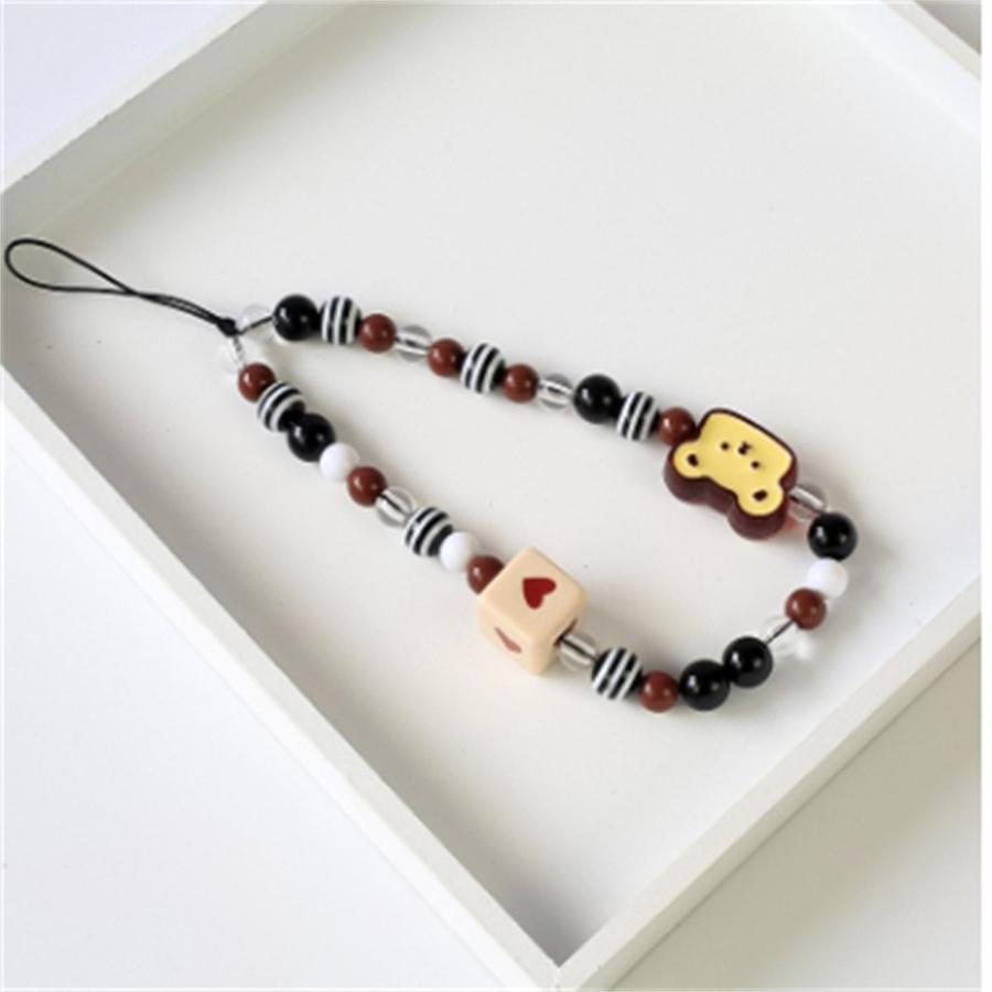 Acrylic Flower Shape Bead Mobile Phone Strap Chain Women Girl Sweet Cellphone Jewelry Accessory For Telephone Lanyard Decoration 1