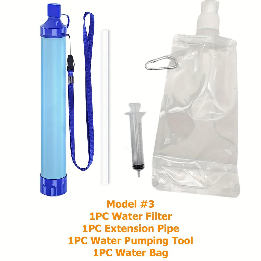 10000 Gallon Outdoor Personal Water Filter, Ultra-Light 0.01 Micron 4-Stage Filter System Portable Water Purifier Survival Straw