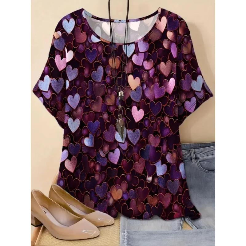 3D Printed Fashion Women s T-Shirt Summer Breathable Versatile Trend XS