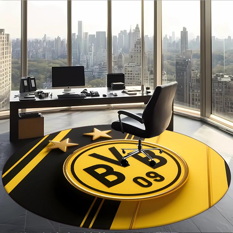Bvb (1) Round Office Rug Decorative Floor Rug for Office Bedroom Living Room and Home Space