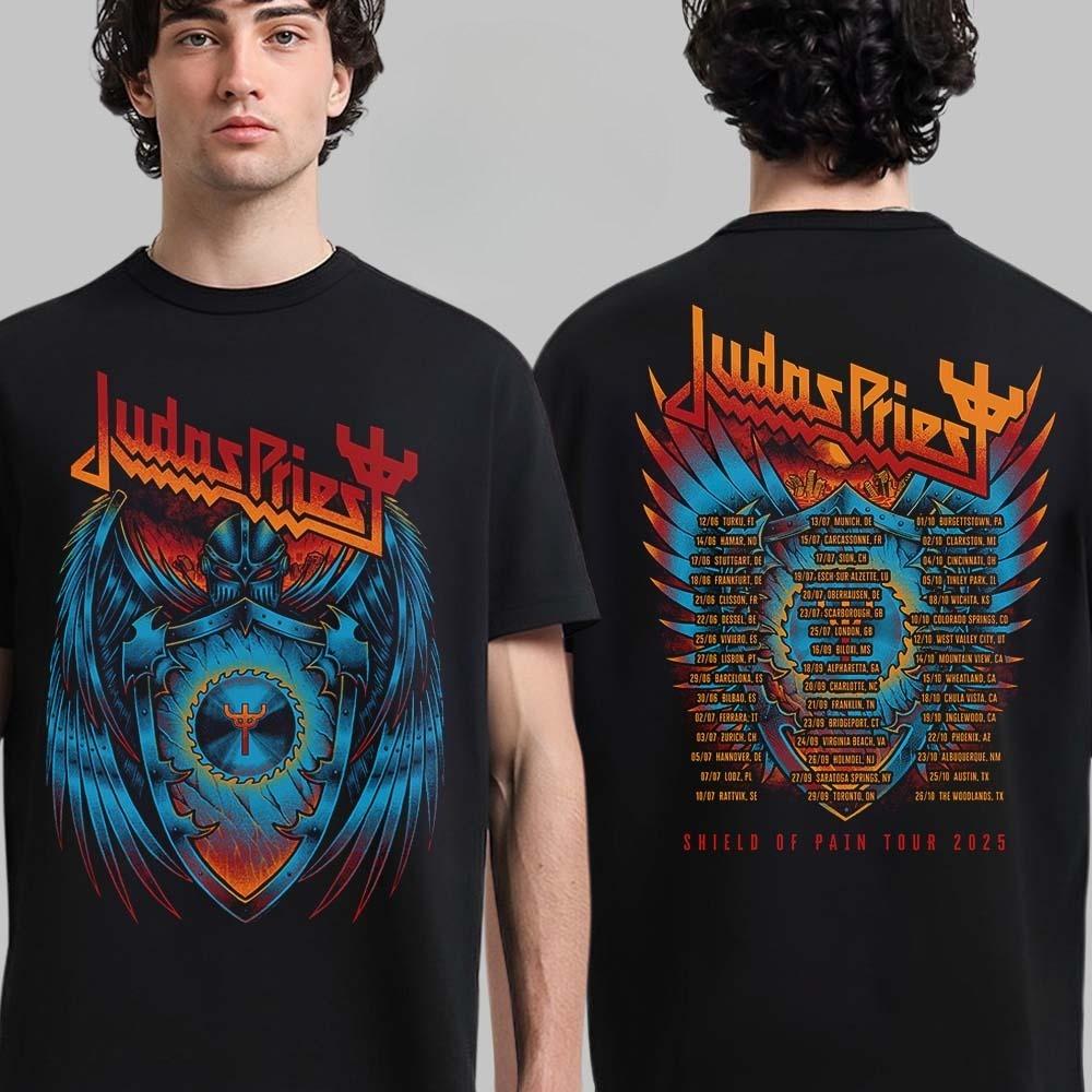 Best Judas Priest Shield of Pain Tour 2025 Winged Demon Two Sided Unisex T-Shirt High-end Luxury Is for Both Men and Women Top