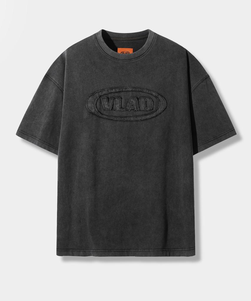 Dimiteulibeullaeg Vlad Cutoff Applique Short Sleeve T-Shirt_Pigment Charcoal