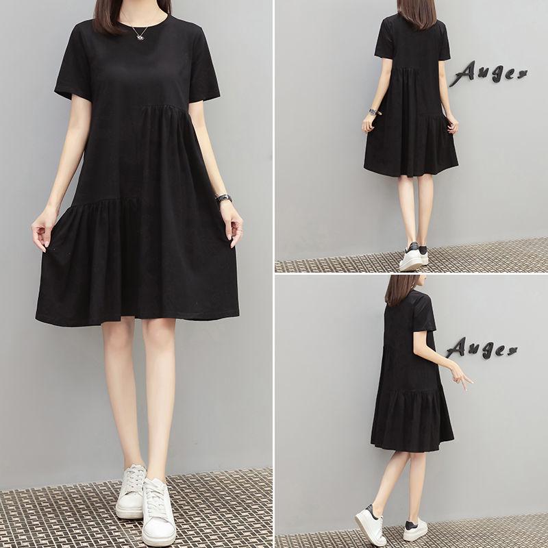 Plus Size Women's Korean Style Short Sleeve Irregular Patchwork Dress