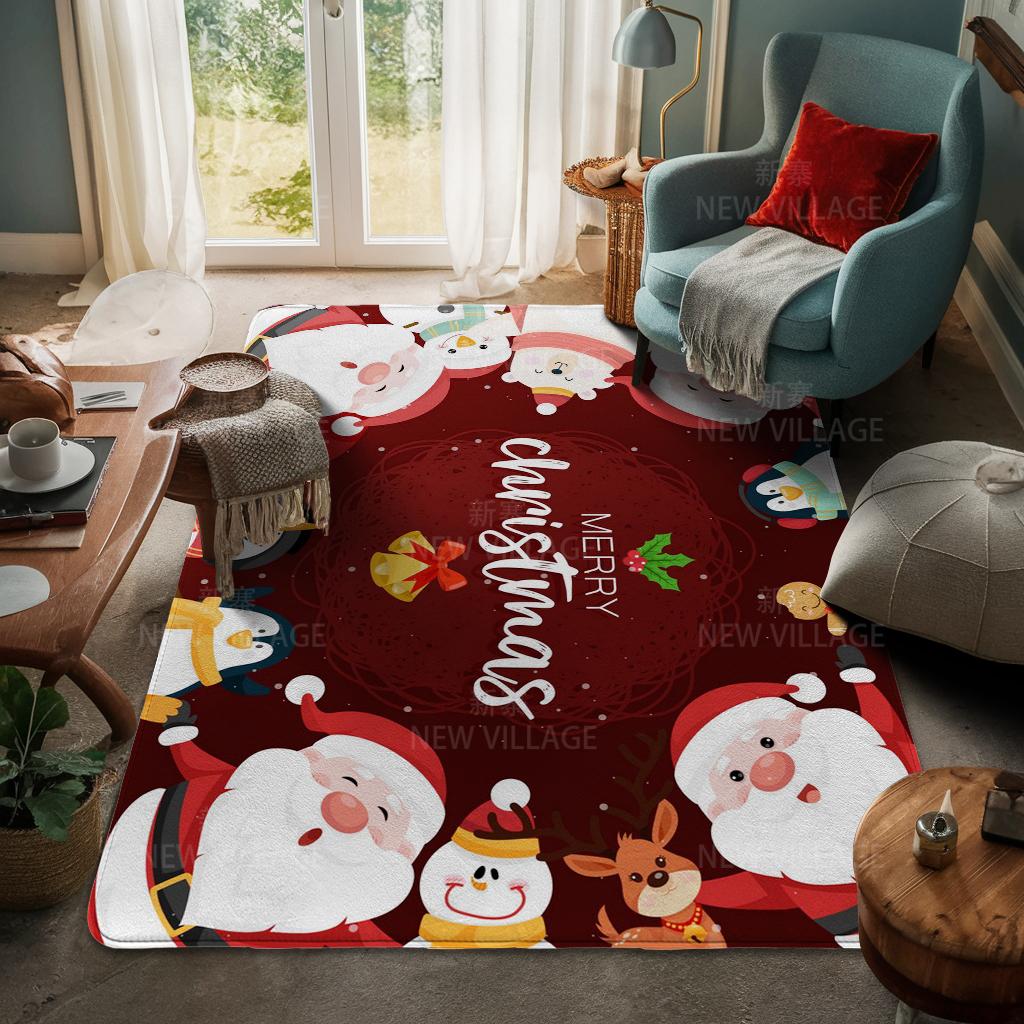 House Entrance Carpet Home Door Mat Living Room Bath Foot Bathroom Non-slip Water Absorption Rugs Bath Merry Christmas Winter