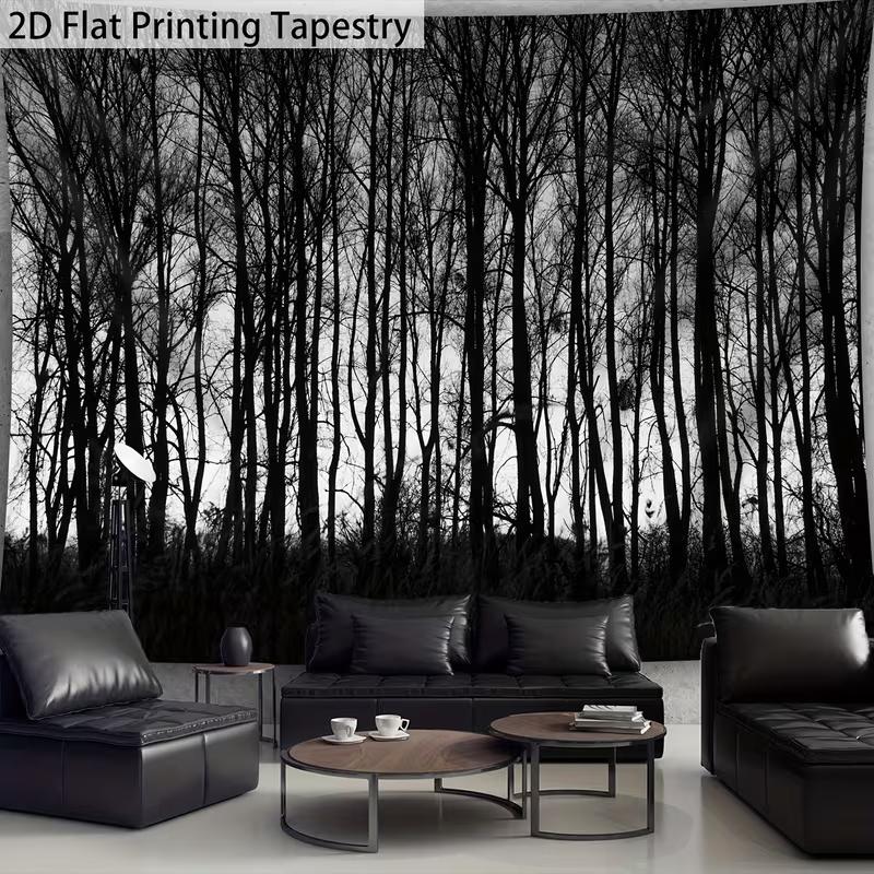 

2D Night Forest Wolf Tapestry, Blue Eyes Wildlife Wall Hanging, Mountain Scenery Home Decor 47.2x31.5inch/120*80cm