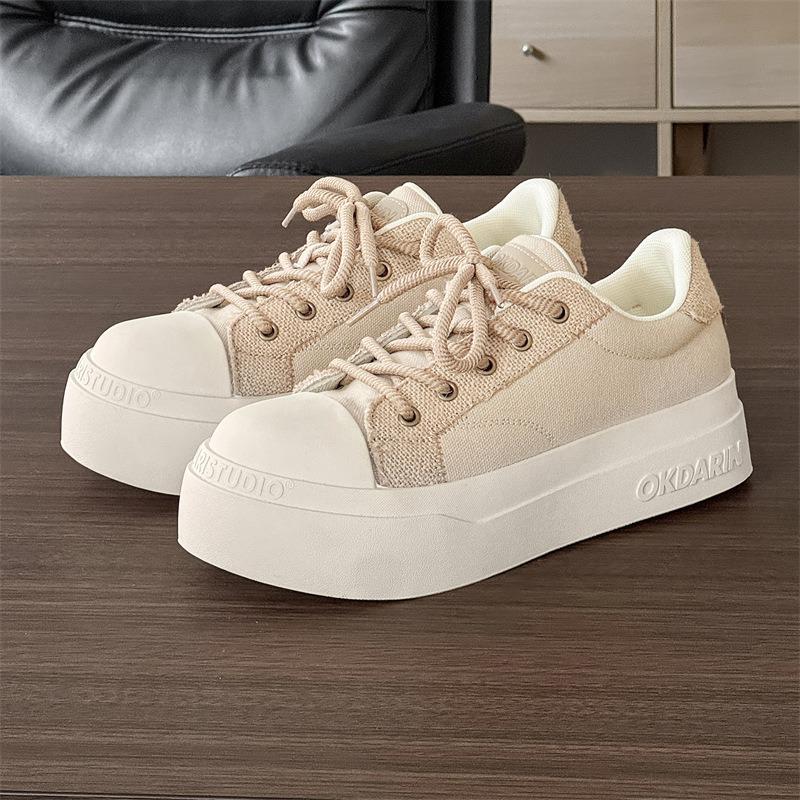 58161 summer couple canvas shoes platform heightening casual big head shoes Guochao niche versatile comfortable board shoes