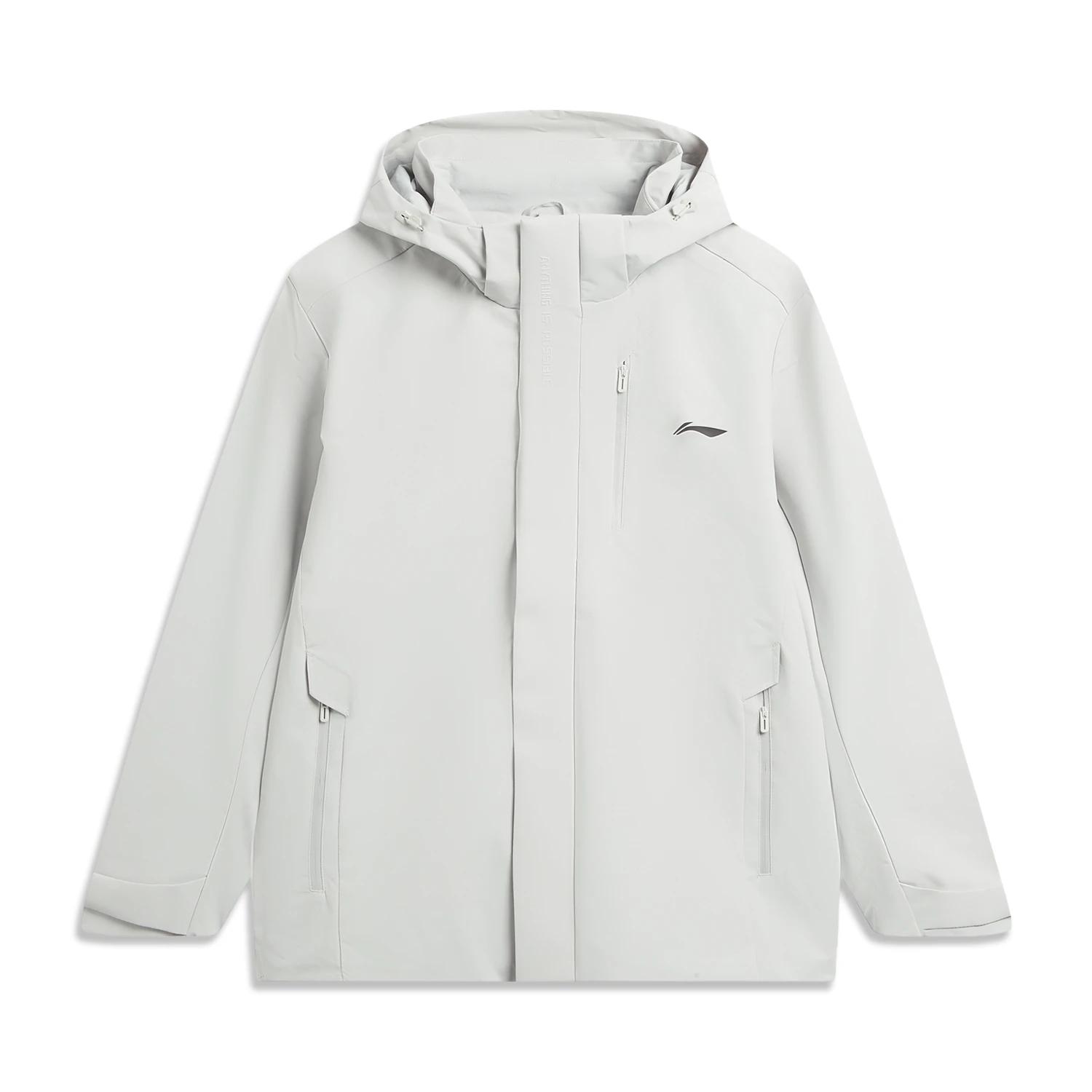 

Li Ning Outdoor CF Водонепроницаемая спортивная флисовая ветровка три в одном с капюшоном и молнией для мужчин AWBV113-1 3XL