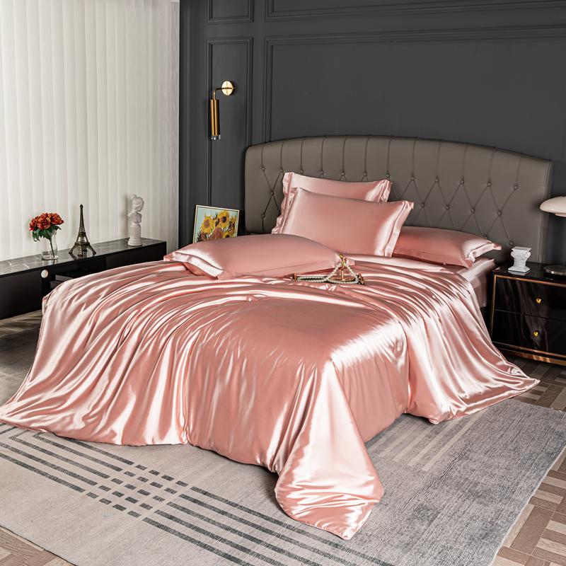 High Quality Bedding Set Skin Friendly Satin Quilt Cover Single Double Full Queen Solid Color Duvet Cover