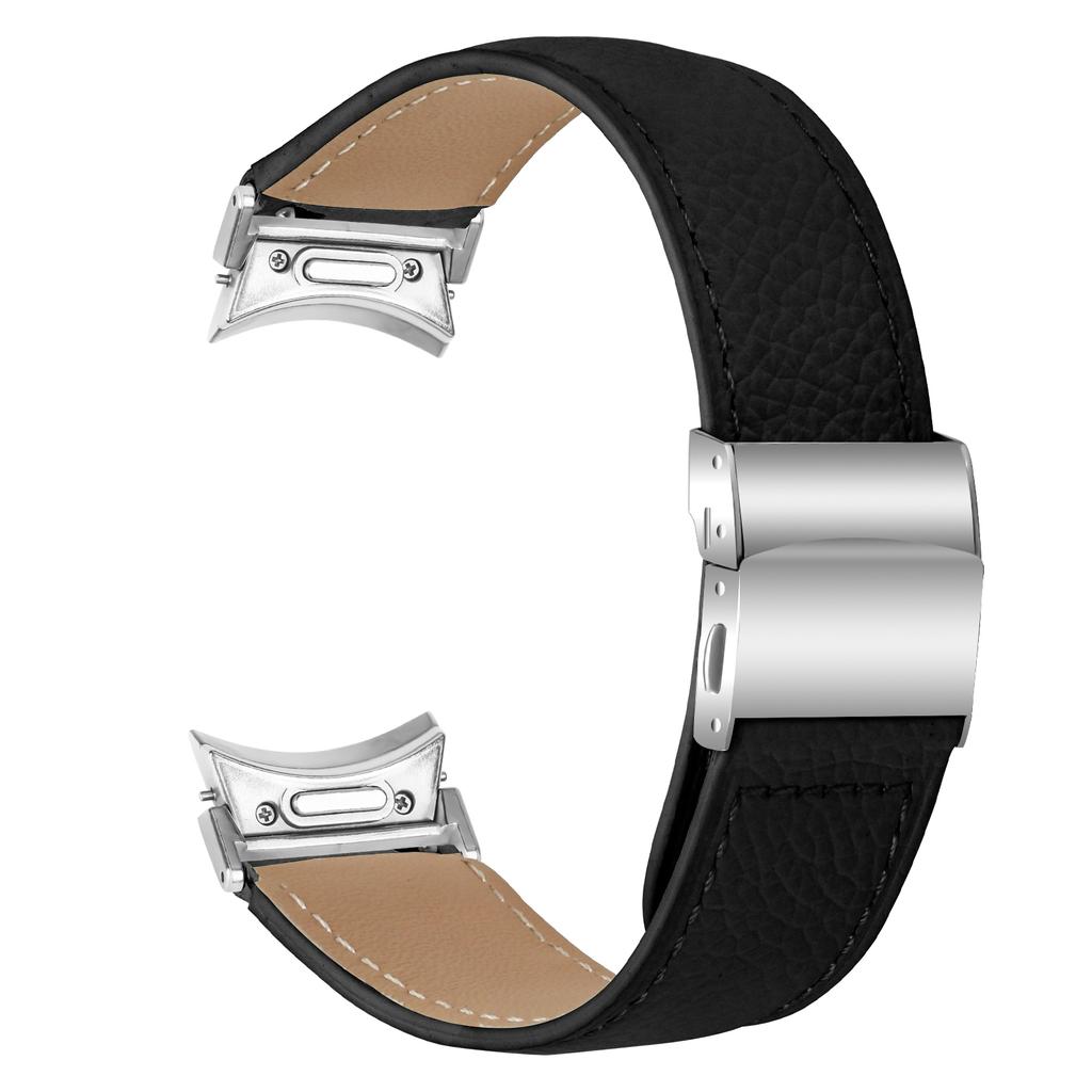 Wrist Strap with Silver Quick Release Connector For Samsung Galaxy Watch6/Watch6 Classic Genuine Leather Watch Band